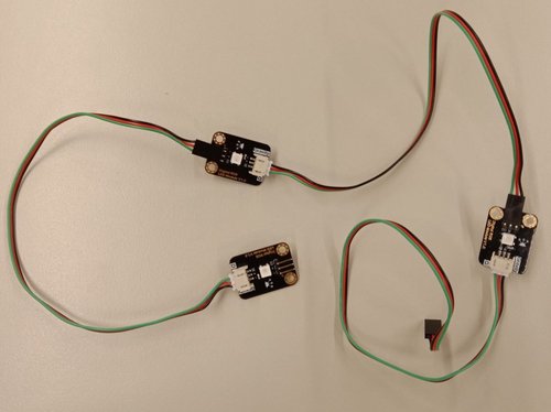 Three RGB LEDs "daisy-chained" together.