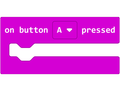 &#x27;On Button Pressed&#x27; code block with &#x27;A&#x27; selected